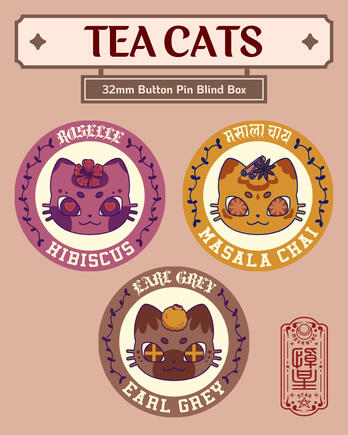 Tea Cat Pins